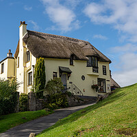 Buy canvas prints of Thatched tea shop by the village green of Lustleigh in Devon by Steve Heap