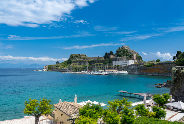 Old Fortress of Corfu on promontory by old town Picture Board by Steve Heap