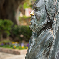 Buy canvas prints of Statue of bust of Gerald Durrell in Corfu by Steve Heap