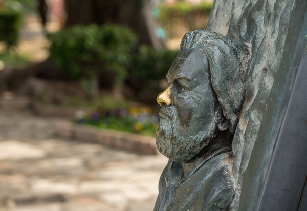 Statue of bust of Gerald Durrell in Corfu Picture Board by Steve Heap