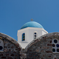 Buy canvas prints of Belltower and bells on Greek Orthodox church in Oia by Steve Heap