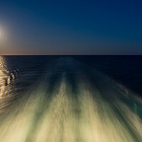Buy canvas prints of Moon over the wake of cruise ship travelling at speed by Steve Heap