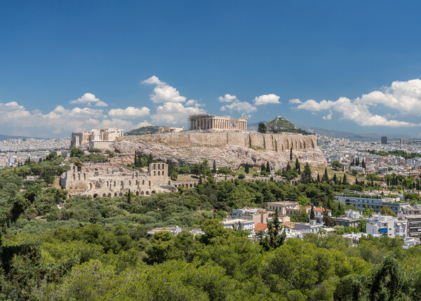 Panorama of city of Athens from Lycabettus hill Picture Board by Steve Heap