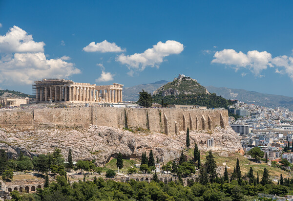 Panorama of city of Athens from Lycabettus hill Picture Board by Steve Heap