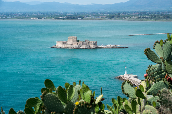 Bourtzi water castle in the harbour of Nafplio Picture Board by Steve Heap