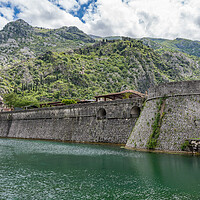 Buy canvas prints of Town walls surround the Old Town of Kotor in Montenegro by Steve Heap