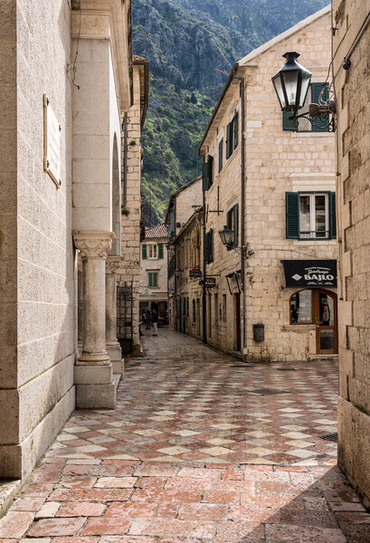 Narrow streets in the Old Town of Kotor in Montenegro Picture Board by Steve Heap