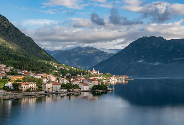 Town of Prcanj on the Bay of Kotor in Montenegro Picture Board by Steve Heap