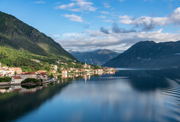 Town of Prcanj on the Bay of Kotor in Montenegro Picture Board by Steve Heap