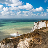 Buy canvas prints of Beachy Head lighthouse on windy day by Steve Heap