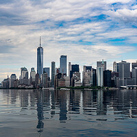 Buy canvas prints of Panorama of Manhattan with calm artificial water by Steve Heap