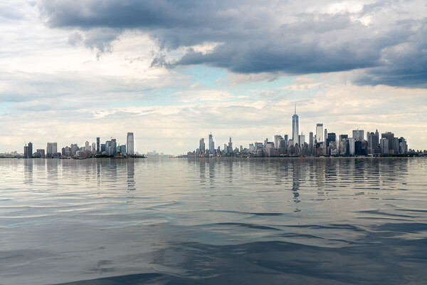 Panorama of Manhattan and Jersey City with artificial water Picture Board by Steve Heap