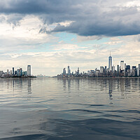 Buy canvas prints of Panorama of Manhattan and Jersey City with artificial water by Steve Heap