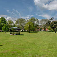 Buy canvas prints of Band stand in the memorial gardens or town park in Oswestry Shro by Steve Heap