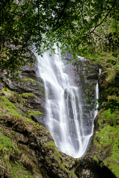 Water falling into midway pool at waterfall of Pistyll Rhaeadr i Picture Board by Steve Heap