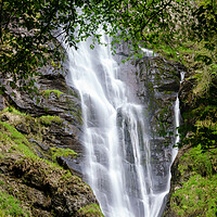 Buy canvas prints of Water falling into midway pool at waterfall of Pistyll Rhaeadr i by Steve Heap