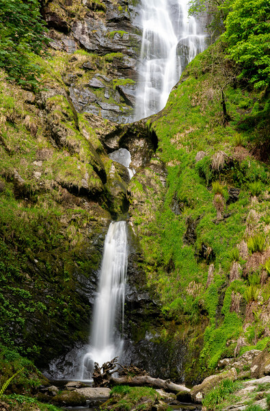High waterfall of Pistyll Rhaeadr in Wales Picture Board by Steve Heap