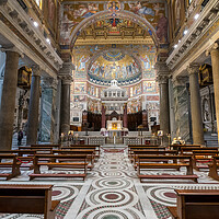 Buy canvas prints of Interior of the Basilica of St Mary in Trastevere by Steve Heap