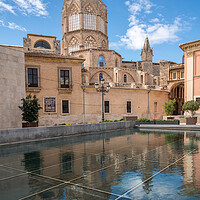 Buy canvas prints of Reflection of Cathedral and Basilica Valencia by Steve Heap