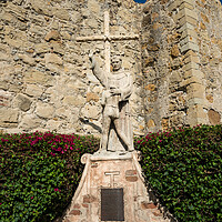 Buy canvas prints of Statue of Junipero Serra in San Juan Capistrano mission by Steve Heap