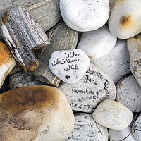 Buy canvas prints of Well Wishes Written on Stones by Jackie Davies