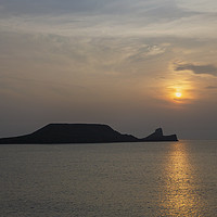 Buy canvas prints of Sunset over Rhossili Bay by Jackie Davies