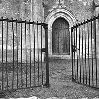 Buy canvas prints of Church door through the gates by Peter Balfour