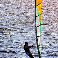 Buy canvas prints of Wind-surfing in the afternoon           by Peter Balfour