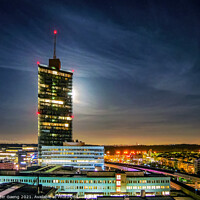 Buy canvas prints of Kista Science Tower at night - Stockholm Sweden by Peter Gaeng
