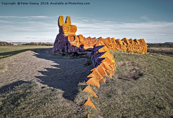 Irvine stone Dragon in Ayrshire at Sunset  Picture Board by Peter Gaeng