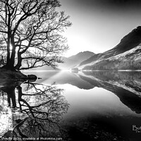 Buy canvas prints of Buttermere, monochrome, with title by geoff shoults