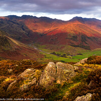 Buy canvas prints of Bowfell and Crinkle Crags by geoff shoults