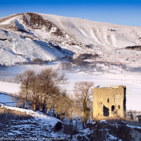 Buy canvas prints of Peveril Castle and Mam Tor by geoff shoults