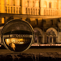 Buy canvas prints of Norwich Cathedral through a Crystal ball by Paula Sparkes