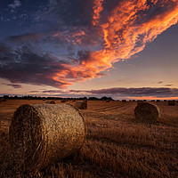Buy canvas prints of Straw bales sunset by Paul Bullen