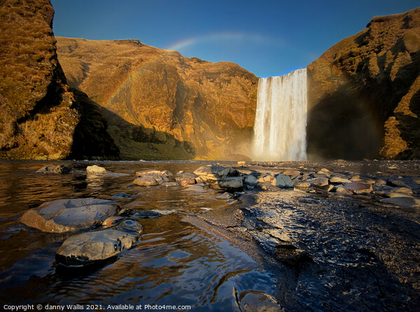 Iceland Waterfall at Sunset in Skógafoss Picture Board by Danny Wallis