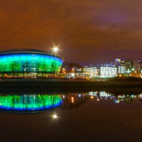 Buy canvas prints of Clyde Night Panorama by Mark McGillivray
