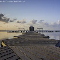 Buy canvas prints of Sunrise over wooden jetty by Gary Parker