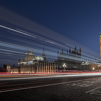 Buy canvas prints of Westminster Bridge, London, at night, with traffic by Gary Parker