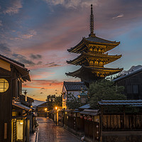 Buy canvas prints of Japanese Pagoda, at sunset by Gary Parker