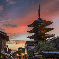 Buy canvas prints of Japanese Pagoda, at sunset by Gary Parker