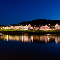 Buy canvas prints of Aberaeron harbour, reflecting its lights at dusk by Gary Parker