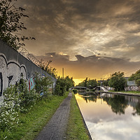 Buy canvas prints of Urban, inner city canal, at sunset by Gary Parker
