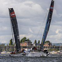 Buy canvas prints of Extreme Sailing in Catamarans by Gary Parker