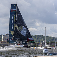 Buy canvas prints of Extreme Sailing - A Catamaran uses its hydrofoils  by Gary Parker