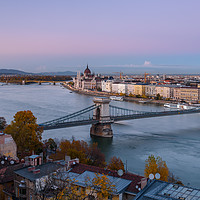 Buy canvas prints of The river Danube and Budapest at sunset by Gary Parker