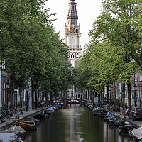 Buy canvas prints of Amsterdam canal and Zuiderkerk Church by Gary Parker