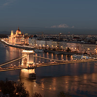 Buy canvas prints of River Danube, Budapest, at night by Gary Parker