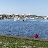 Buy canvas prints of Cardiff Bay view of the water, with sailing boats	 by Gary Parker