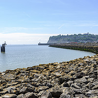Buy canvas prints of  Cardiff Bay, South Wales. Large stone breakwater by Gary Parker